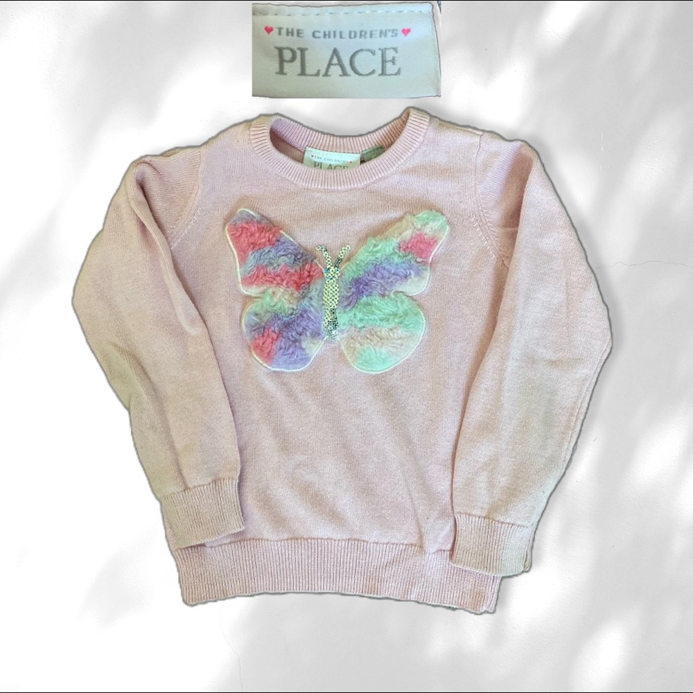 Children’s Place Pink Fuzzy Butterfly Sweater